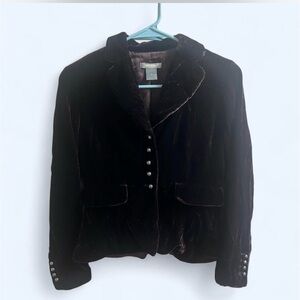 Ann Taylor Black Velvet Blazer with Silver Buttons